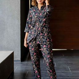 KALINI Foil Floral Printed Shirt & Trousers-picture-13