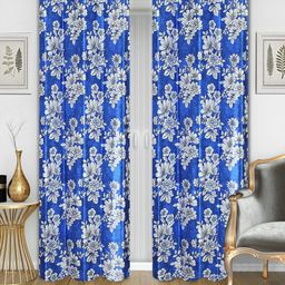 Good Homes by Home Candy Blue & White Set of 2 Long Door Curtains-44
