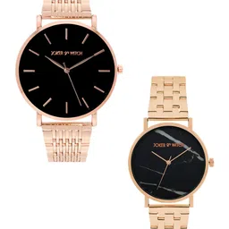 JOKER & WITCH Unisex Black & Rose Gold-Toned Jack & Sally Couple Watch Gift Set JWCW209-image-61