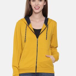3PIN Women Mustard Yellow Solid Hooded Sweatshirt-image-41