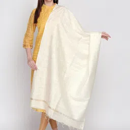 Dupatta Bazaar Off-White Solid Dupatta-picture-6