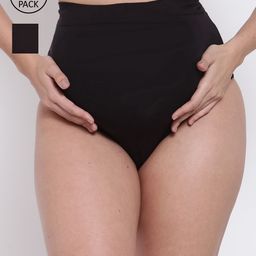 Inner Sense Women Pack Of 2 Black Solid Organic Cotton Antimicrobial V Band Maternity Briefs IMPC101-image-96