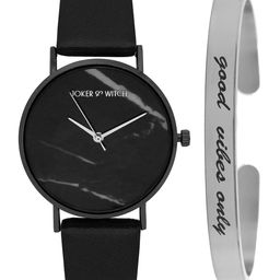 JOKER & WITCH Women Black & Silver-Toned Watch & Bracelet Gift Set JWBS394-image-68