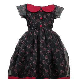 BAESD Girls Floral Printed Peter Pan Collar Gathered Organza Fit & Flare Dress-image-68