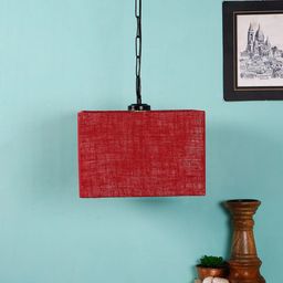 Devansh Pink & Black Solid Jute Square Hanging Light-8