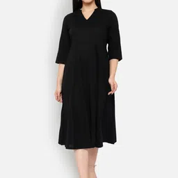 Ayaany Women Black Solid A-Line Dress-picture-29