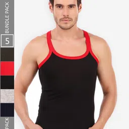 HAP Men Pack Of 5 Assorted Cotton Gym Vest-image-21