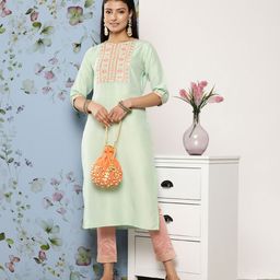 Libas Floral Yoke Design Zari Kurta-image-74