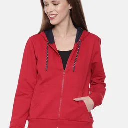 3PIN Women Red Solid Sweatshirt-image-37