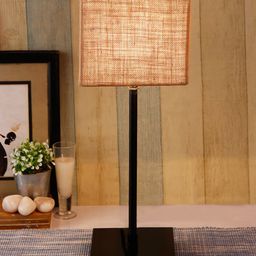 Devansh Beige & Black Solid Contemporary Handcrafted Buffet Table Lamp-21