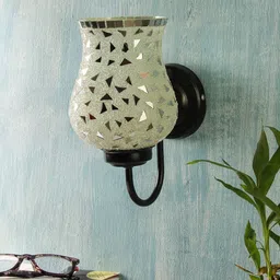 Devansh White Textured Traditional Wallchiere Lamp-23