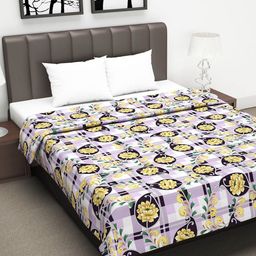 Divine Casa Yellow & Lavender Floral AC Room 150 GSM Double Bed Dohar-image-12