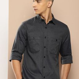 INVICTUS Pure Cotton Slim Fit Striped Casual Shirt-image-98