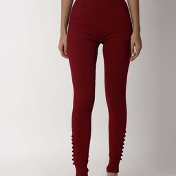 Soch Women Maroon Skinny Fit Regular Trousers-image-97
