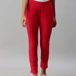 Soch Women Fuchsia Embroidered Regular Trousers-30