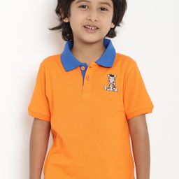 berrytree Unisex Kids Orange Solid Polo Collar Sustainable T-shirt-image-88