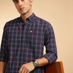 Men Pure Cotton Windowpane Checks Slim Fit Shirt-image-35