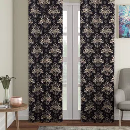 Cortina Black & Beige Set of 2 Digital Printed Door Curtains-27