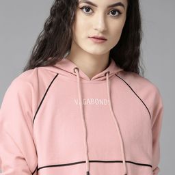 Roadster Women Pink Solid Hooded Sweatshirt-image-73