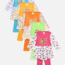MANZON Girls Pack of 5 Printed Tunics with Trousers-40