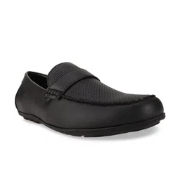 Bata Men Black Perforations PU Loafers-image-26