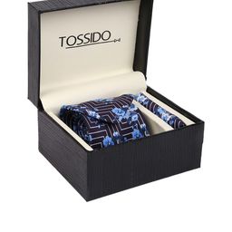 Tossido Men Blue & Black Printed Accessory Gift Set-image-75