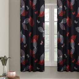 Cortina Black & Red Set of 2 Digital Printed Window Curtains-image-13