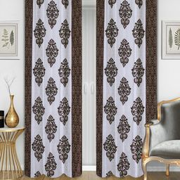Good Homes by Home Candy White & Brown Set of 2 Long Door Curtains-image-79