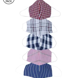 Be Indi Unisex Pack of 5 Pcs Multicoloured Reusable 3-Ply Protective Outdoor Masks-12