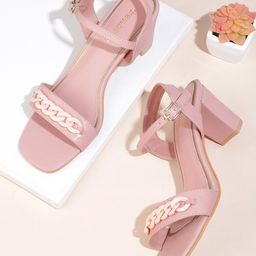 DressBerry Chain Detail Block Heels-53