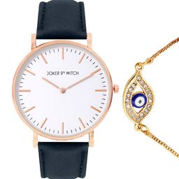 JOKER & WITCH Women Blue & Rose Gold-Toned By The See Watch & Bracelet Gift Set JWBS391-image-7