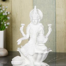 CraftVatika White Goddess Lakshmi Idol Handmade Showpiece-image-15