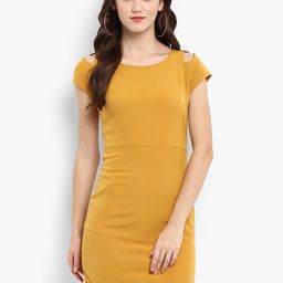 Zima Leto Women Mustard Solid Sheath Dress-image-31