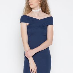 Veni Vidi Vici Women Navy Blue Self Design Sheath Dress-image-32