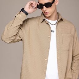 The Roadster Life Co. Pure Cotton Self Design Textured Relaxed Fit Casual Shirt-image-77