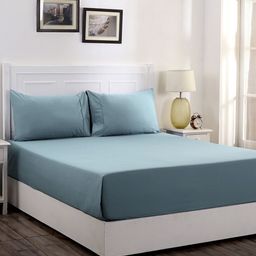 MASPAR Blue Solid 200 TC Cotton 1 King Bedsheet with 2 Pillow Covers-image-86