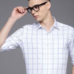 Louis Philippe Permapress Men Classic Pure Cotton Checked Wrinkle Free Formal Shirt-image-90
