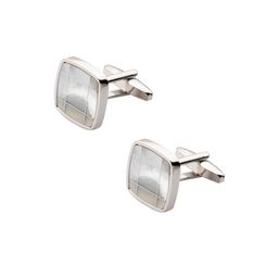 The Tie Hub Men Rhodium-Plated & White Square Cufflink-17