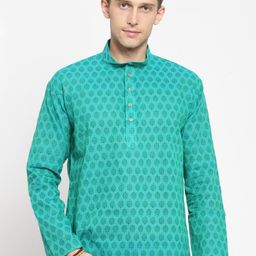 RG DESIGNERS Men Sea Green Printed Straight Kurta-image-46