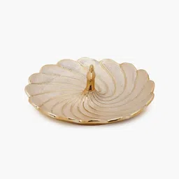 Home Centre Gold-Toned Textured Stellar Fantasy Peacock Platter-picture-33