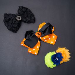 Golden Peacock Set of 3 Multicoloured Lace Hairbands-6