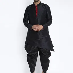 Benstoke Men Black Striped Kurta with Dhoti Pants-image-50