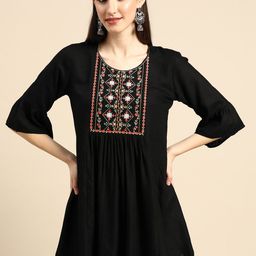 Sangria Black Floral Embroidered Top-19
