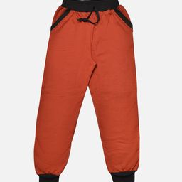 TINY HUG Boys Orange & Black Solid Slim-Fit Joggers-62