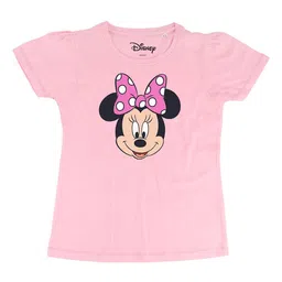 Minnie Girls Pink Minnie Mouse Printed Round Neck T-shirt-image-70