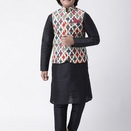 Hangup Boys Multicoloured & Black Solid Kurta with Pyjamas-image-91