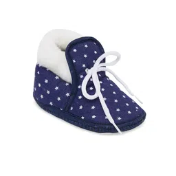 CHiU Infant Kids Navy Blue & White Printed Booties-image-80