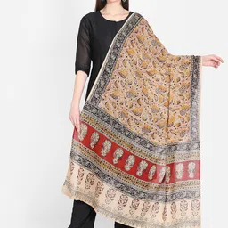 THE WEAVE TRAVELLER Brown & Black Kalamkari Printed Cotton Sustainable Dupatta-12