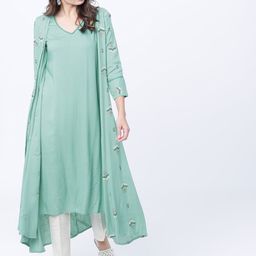 Vishudh Green Floral Printed Kurta-image-51