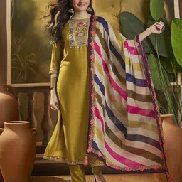 Sangria Embroidered Kurta Trouser With Dupatta-picture-26